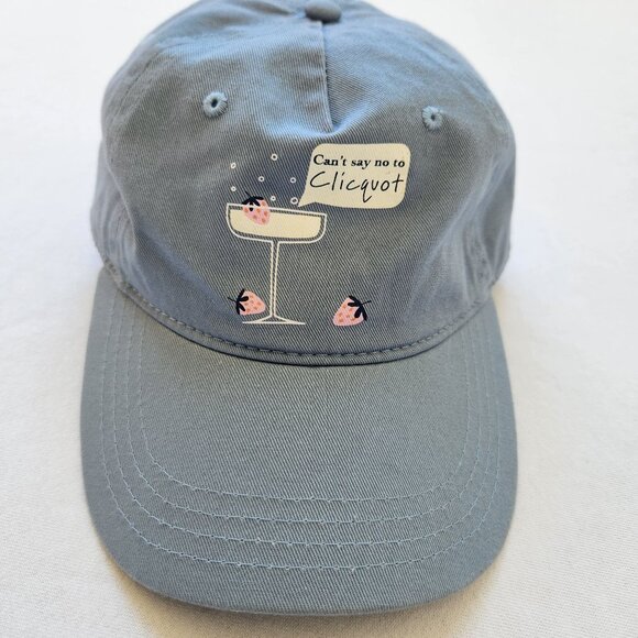 Accessories - Cant Say No To Clicquot Adjustable Baseball Cap Blue Cotton Champagne Cute Girly